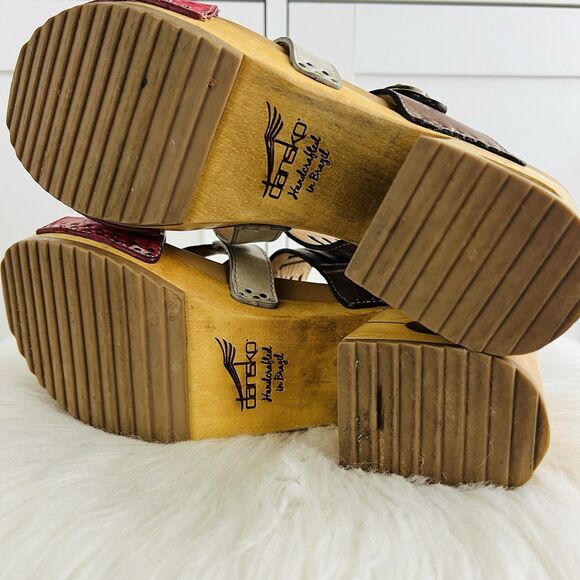 DANSKO Oralee Earthy Leather Handcrafted Wooden Heel Boho Clogs Sandals EU39 US8 - Picture 7 of 10